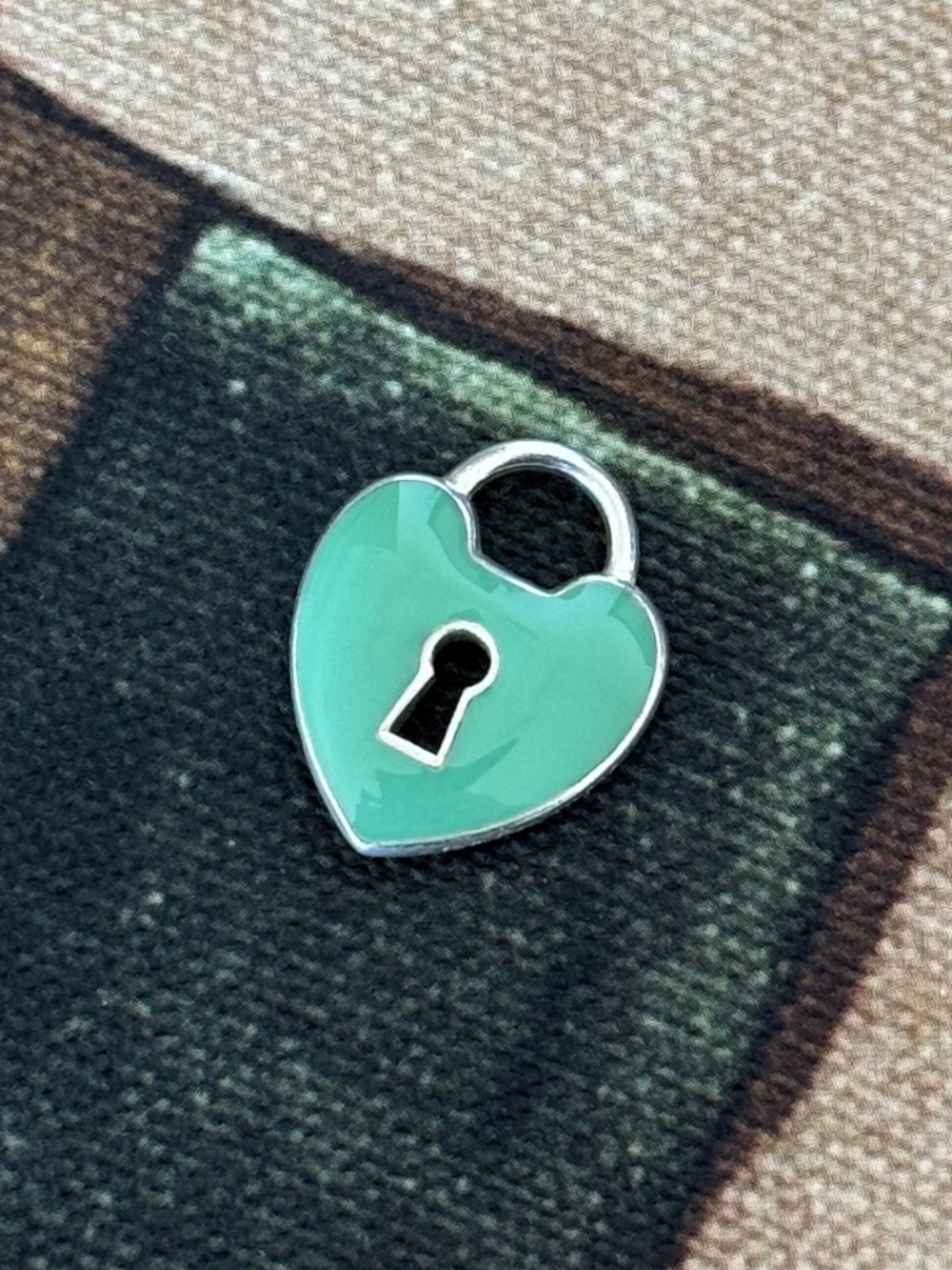 Tiffany & Co. Enamel Heart Padlock Charm - Sterling Silver & Mint Green